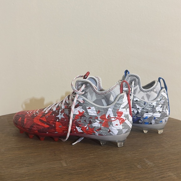 Under Armour  Mens Spotlight Clone MC LE  Red White Blue Football Cleats new - Picture 5 of 10